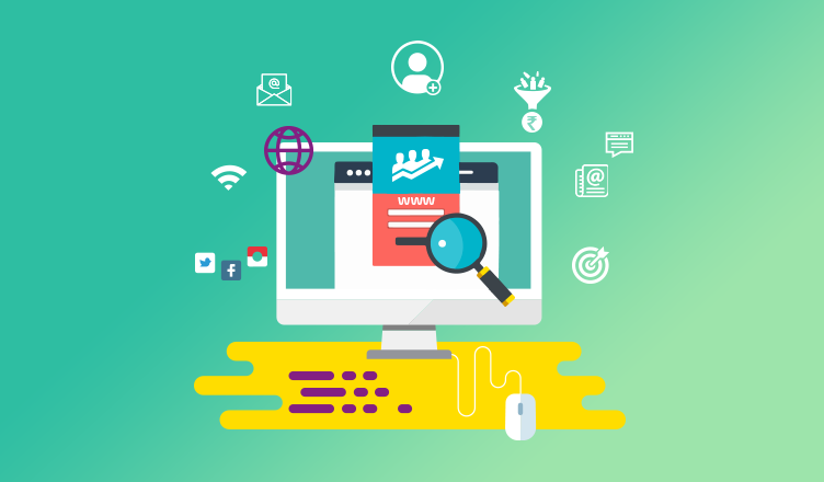 Marketer uses AI (laptop + magnet) to attract leads, convert to revenue (coins), scale 24/7 (storefront). Vibrant thumbnail to drive clicks.